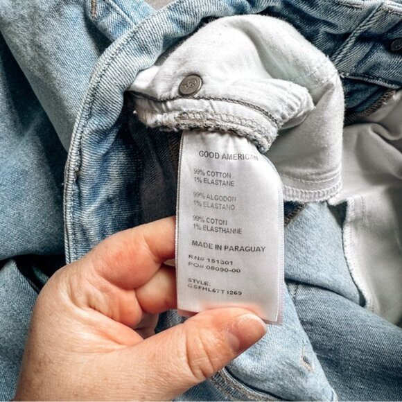 Good American Light Wash High Waist Straight Leg Distressed Jean Size 4/27 - Picture 7 of 8